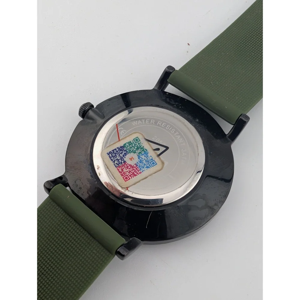 SKMEI Men's Watch Olive Green Silicone Band Black Orange Accents- New Battery